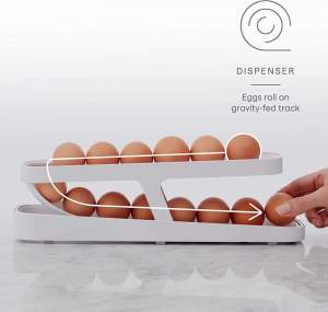 CHD508 Egg Dispenser (2pcs) Gravity Rolling Track Egg Storage Rack Kitchen Organizer Egg Shelf