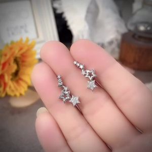 Huitan Dainty Cubic Zirconia Earrings for Women Exquisite Climber One Line Ear Earrings Newly Designed Wedding Trendy Jewelry