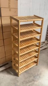 Kệ dép 8 tầng ngang 62cm gỗ cao su hàng lắp ráp