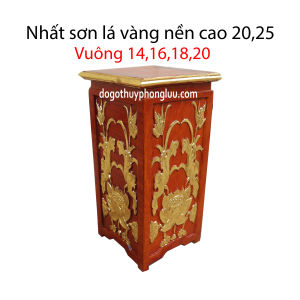 Đế Nhất sơn lá sen nền vàng gỗ hương cao 20cm25cm
