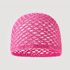 Women Breathable Mesh Cotton Hat Thin Solid Color Hollow Out Handmade Hat Versatile Fashion Crochet Cap for Summer Pullover Hats