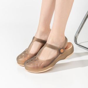 รองเท้าแตะผู้หญิง Havaianas ฤดูร้อน 2024 รองเท้าแตะ EVA พื้นหนา กันลื่น รองเท้าแตะส้นเตี้ยแบบสวมสบาย สไตล์ Mary Janes สีพื้น