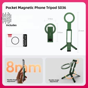 Ulanzi MA60 Magnetic Portable Phone Tripod Ultra-thin Foldable Stand for iPhone Magsafe and Android Devices Desktop Support Universal Compatibility Durable Compact Design