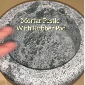 Granite Stone Mortar And Pestle Set 13cm / 14.5cm / 16cm / 17.5cm/19cm | Set Lesung Dan Anak Lesung  Mortar & Pestle With Non-Slip pad | Guacamole Salsa Maker | Lesung Batu | Lumbang Alu | Tumbuk chili