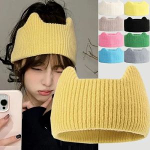 Women Y2K Winter Knitted Headbands Widen Warm Woolen Headwrap Cute Ear Warmer Crochet Turban Hair Bands Makeup Hair Accessories