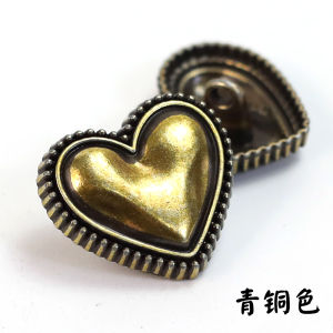 Metal Heart Shaped Buttons for Womens Vintage Suit Coats And Dresses Versatile Shirt Dress Decorative Fasteners Zinc Alloy