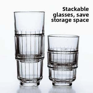 High Temperature Resistant Cup Self-Service Bar Glass Cup Storage Space Overlapping Design Coffee Shop Business Water Cup