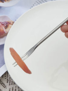 Stirring Rod Thickened Long Handle Fruit Fork 304 Food Grade Stainless Steel Milk Tea Shop Dessert Fork Stick Hand Shake Two Teeth