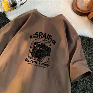 Áo Thun Nam Tay Ngắn Cotton Nguyên Chất Dáng Rộng Mùa Hè 2025 Phong Cách Mới Đa Năng Màu Caramel Áo Thun Cổ Tròn Thường Ngày