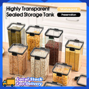 Plastic Food Container with Lid Stackable Sealed Jar Kitchen Food Storage Organization Airtight Noodle Box Moisture-Proof Cabinets Organizer Box