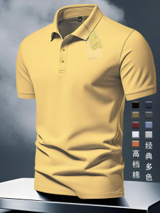 Fashionable Short Sleeve Polo Shirt Mens Cotton Casual Pure Color Collar T-Shirt Summer Trendy Top Quality Material Fit