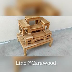 MK42 โต๊ะหมู่บูชาไม้สักทั้งชุดรวมฐาน หมู่ 7 หน้า 4 48*35*สูง45 ซม รวมฐาน งานไม้สัก งานยังไม่ได้ทำสี .