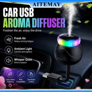 Aitemay USB Mini Car & Home Aromatherapy Diffuser with LED RGB Breathing Light Plug & Play for Bedroom Car Air Freshener Portable Essential Oil Diffuser