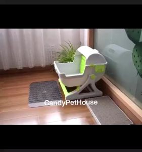 One Touch Clean Tandas Kucing Mewah dengan Pembersihan Pantas Separuh Automatik / One Touch Clean Semi Automatic (Semi-Auto) Quick Cleaning Luxury Cat Litter Box / Pan