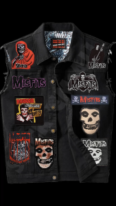 MISFITS III -inspired Printed Iron-On DIY Patches for Jacket Decoration. Features 2026 patches with band logos and album art. Suitable for customizing denim jackets. Ideal for rock music enthusiasts.