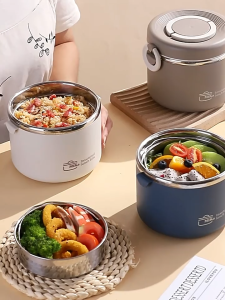 304 stainless steel food grade insulated lunch box double layer large capacity portable lunch box for students