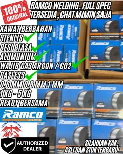 RAMCO E71T-GS Kawat Las Flux Core 08MM MIG CO2 Gaslesss MIG 130 0.8mm 1mm 1 mm