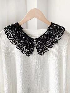 Lace Ruffled Mock Neck Decorative Cape