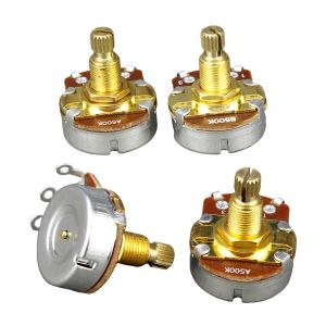 FLEOR | FLEOR 4PCS Golden Guitar Potentiometers A500K B500K Pots Long Shaft 18-spline Guitar Parts