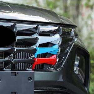 Hyundai Tucson NX4 2021-2023 ABS Lưới Tản Nhiệt Trước Viền Thể Thao Dải Bao Da 3D Miếng Dán Phụ Kiện 3 Cho Crom Tạo Kiểu