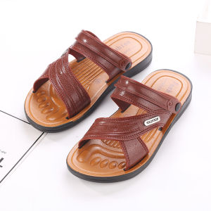 Summer Vietnam Beach Flip-Flops Leather Sandals Mens Dual Use Outdoor Driving Thick Sole Non-Slip Deodorant Flip-Flops