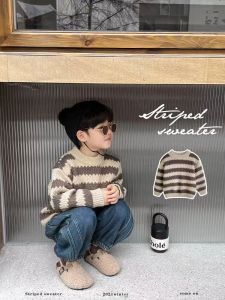 Thickened Fleece Boys Knitted Sweater Autumn Winter New Style Baby Sweater Children Warm Base Shirt Knitted Garment