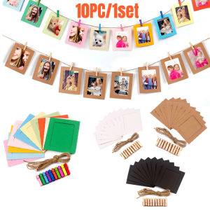 5Inch 10pc/set DIY Craft Photo Frame With Clip and Rope Photo Wall Photo Frame Hanging Picture Album Home Wedding Birthday Decor