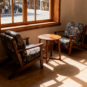 Modern Simple Coffee Shop Table And Chair Set Restaurant Casual Dining Dessert Milk Tea Shop Wooden Sofa Chair Ensemble