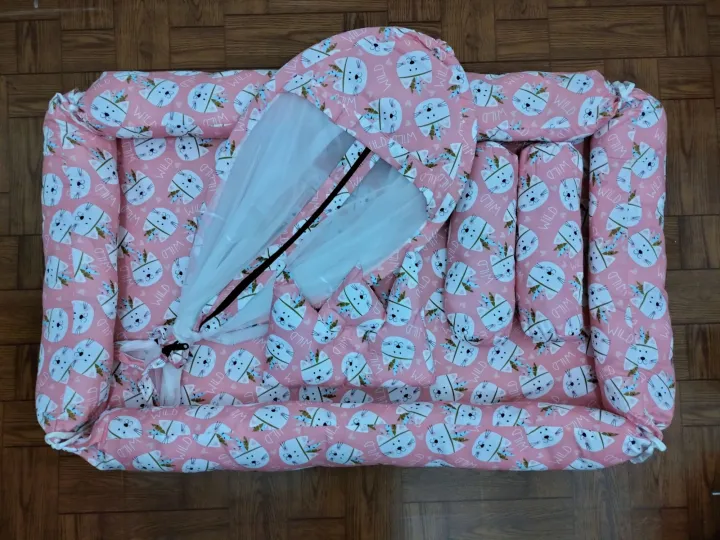 Kasur%20Bayi%20Kolam%20Kulambu%20Tenda%20Motif%20Wild%20Peach%20-%20Image%203