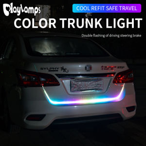 120cm Colorful Dynamic Reverse Warning LED Strip 12v Auto Additional Brake Follow Turn Signal Lamp Car Rear Trunk Tail Light