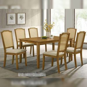 Stylish Rattan Design Solid Wood Dining Set