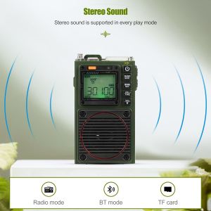 RETEKESS TR111 คลื่นสั้นพกพา AM FM VHF SW WB วิทยุพ็อกเก็ต ธ APP ควบคุมเครื่องเล่น MP3 SOS