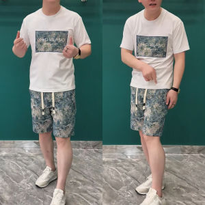 Summer New Loose Floral Print Matching Set Short Sleeve T-Shirt And Shorts Two-Piece Suit for Young Men Fashionable And Handsome