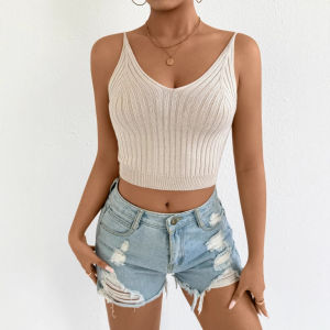 Áo Sơ Mi Nữ Cổ Thấp Không Tay Ôm Vừa Vặn Không Tay Thời Trang Mùa Hè 2025 Chất Liệu Polyester Phong Cách Đường Phố
