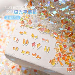 Internet Celebrity Manicure Mini Aurora Diamond Warm Elf Same Style Small Size Flat-Bottomed Fancy Shape Rhinestone Crystal Super Shining Nail Ornament