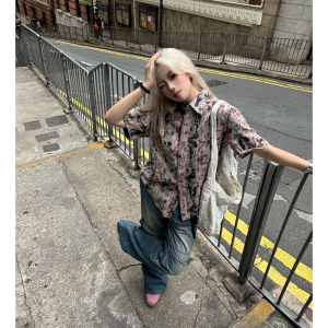 American Style Streetwear Vintage Handsome Mens Shirt Short Sleeve Summer 2024 New High Street Half Sleeve Plaid Shirt Jacket Trendy