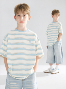MUCMUKN | Comfortable Breathable Bear Stripes Embroidered Short Sleeve Tshirt
