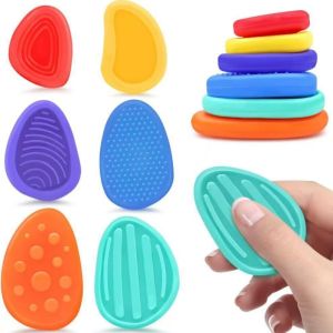 6PCS Fidget Toys Sensory Stone Set Soft Textured Worry Stones for Autism Calming Silicone Sensory Autism Toys for Anxiety Relief