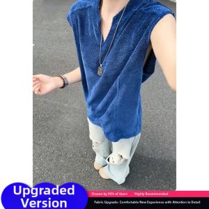 CHENMU | Vintage Textured V-neck Sleeveless Tshirt