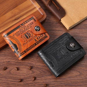 Mens Wallets with 100 US Dollar Pattern Hasp Male Leather Wallet with Zipper Card Holder Coin Pocket Purse cartera hombre