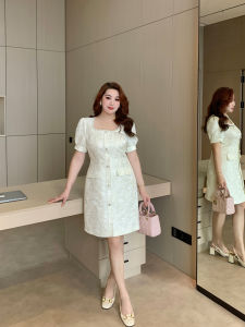 GLEC | French Retro Lace Square Neck Heavy Embroidery Dress