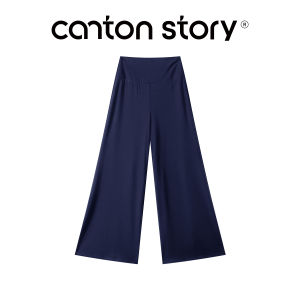 Cantonstory | Navy Stripe Skewed Shoulder Henley Neck Long Sleeve T-shirt and Camisole Set