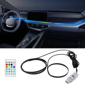 Car LED Ambient Light USB 64 Colors Acrylic Strips 110cm Full Colors RGB Car Interior Hidden App Remote Control Atmosphere Lamp