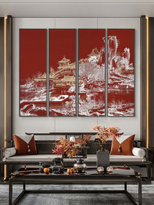 New Chinese Style Decorative Painting Hotel Landscape Relief Entrance Large Hanging Artwork