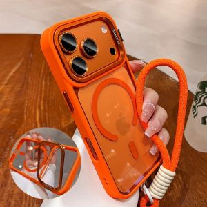 Camera Bracket Magsafe Phone Case for IPhone 17 Pro Max Air Wrist Strap Lens Film Cover for IPhone 16 15 14 Plus 11 12 13 Pro
