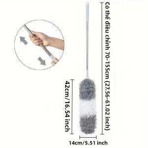 1 Chiếc Chổi Lau Bụi Tĩnh Điện Siêu Bền Có Cán Thu Gọn Và Đầu Sợi Microfiber Có Thể Uốn Cong Để Làm Sạch Quạt Trần Cao Có Thể Tái Sử Dụng