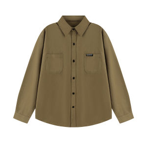 เสื้อเชิ้ตแขนยาวสีดำ ทรงหลวม ผ้าฝ้าย ทรงหลวม สำหรับผู้ชาย ฤดูใบไม้ร่วง/ฤดูหนาว ทรงหลวม ทรงหลวม ทรงหลวม