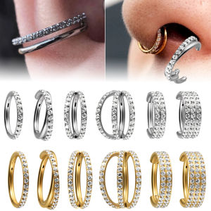 1PC Surgical Steel Inlaid CZ Lip Ring Golden One/Two/Three Row Cross Zirconia Nose Septum Ear Piercing Helix Cartilage Stud
