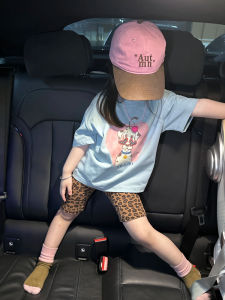 Comfortable Blue Short Sleeve Childrens T-shirt for Girls Kids Summer Fashion Print Top Lightweight Korean Style Cotton 100%