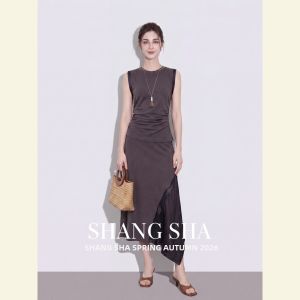 SHANGSHA | Luxury Niche Uncommon Elegance Elegant Asymmetrical Sleeveless Dress